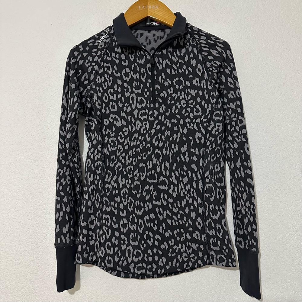 RLX Ralph Lauren Leopard Print 1/4 Zip Long Sleeve Size XXS Active Wear Slim
